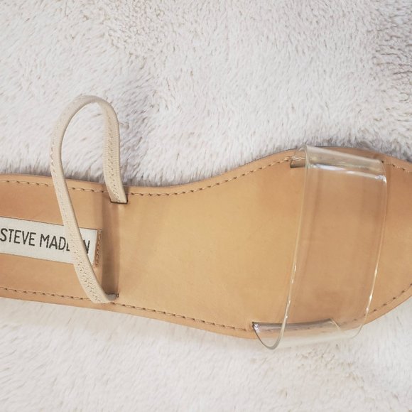 STEVE MADDEN Clear Flat Sandals Size 6 - Picture 5 of 6